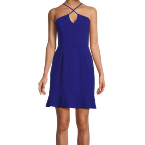 Julia Jordan Royal Blue Halter Mini Dress - Size 12 NWT - Picture 1 of 6